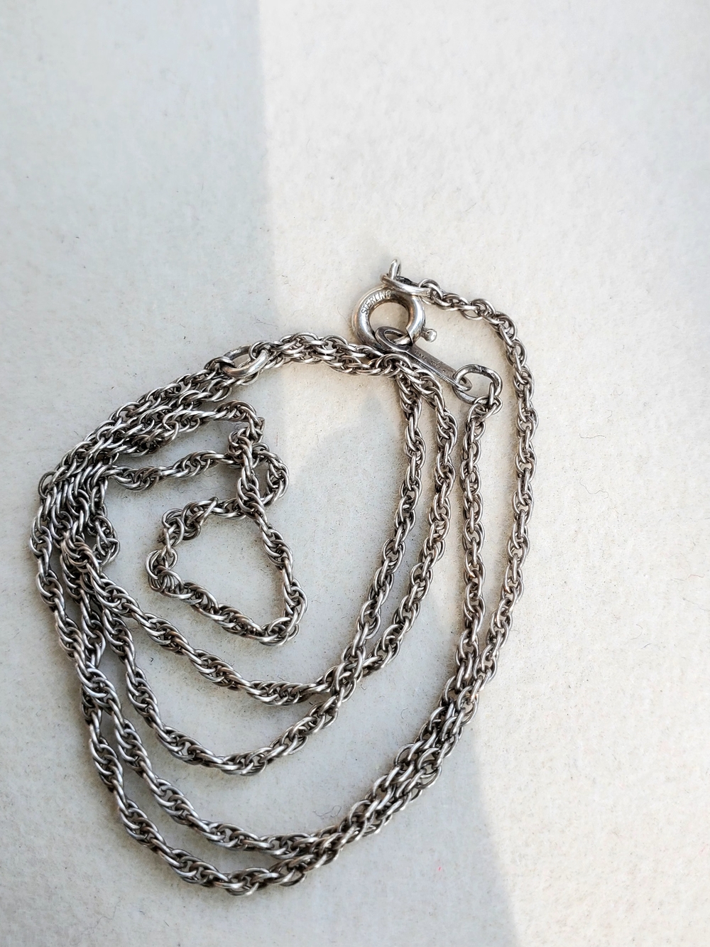Vintage Sterling Silver Rope Chain Necklace by CMC